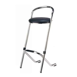 Barkruk zwart skai, chrome frame