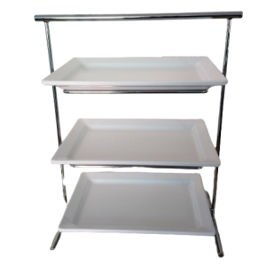 Etagere rvs 3x bord melamine 30x21cm 44cm hoog
