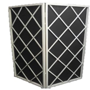 Kamerscherm wit met zwart doek, 2-delig, 2 meter breed