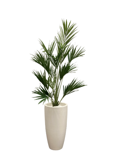 Grote witte vaas met Kentia Palm (kunstplant)