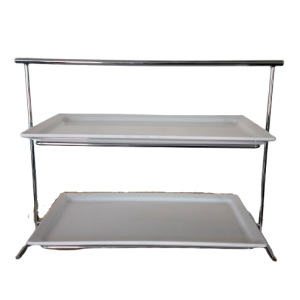 Etagere rvs frame 53x32,5cm 44cm hoog (2 borden)