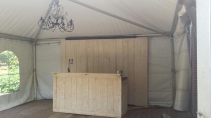 Bar steigerhout 2x0.8m met spoelbak, lekblad, achterwand en kast - Image 9