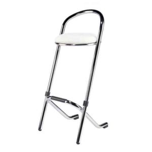 Barkruk wit skai, chrome frame