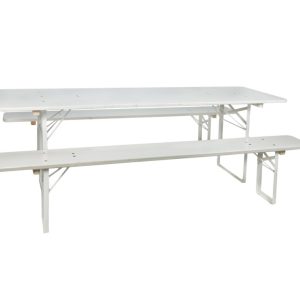 Witte Bierbankenset (1 klaptafel + 2 klapbanken)
