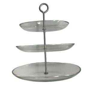 Glazen ovale etagere 3 lagen