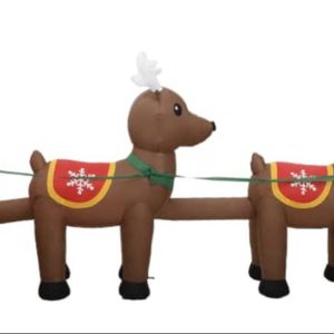 Kerstman met rendieren opblaasbaar