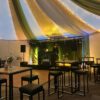 Decoratiestof olijfgroen opgehangen in 6 hoekige pagodetent - Afbeelding 2