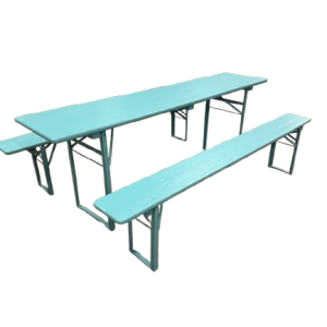 Pastel kleurige Bierbankenset (1 klaptafel + 2 klapbanken)