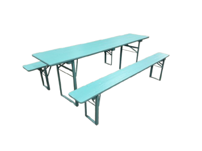 Pastel kleurige Bierbankenset (1 klaptafel + 2 klapbanken)