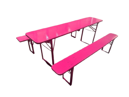 Pastel kleurige Bierbankenset (1 klaptafel + 2 klapbanken) - Afbeelding 3