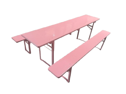 Pastel kleurige Bierbankenset (1 klaptafel + 2 klapbanken) - Afbeelding 2