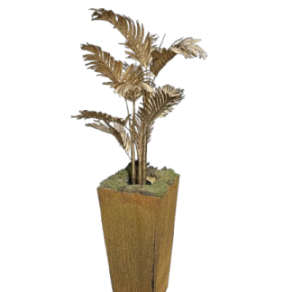 Gouden Palm in cortens staal pot