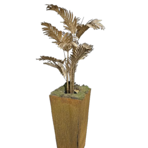 Gouden Palm in cortens staal pot